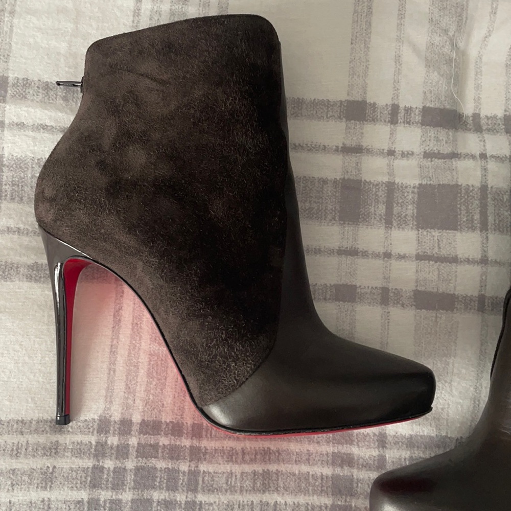 Christian Louboutin BROWN suede/ leather booties BOX AND SHOE BAG INCLUDED